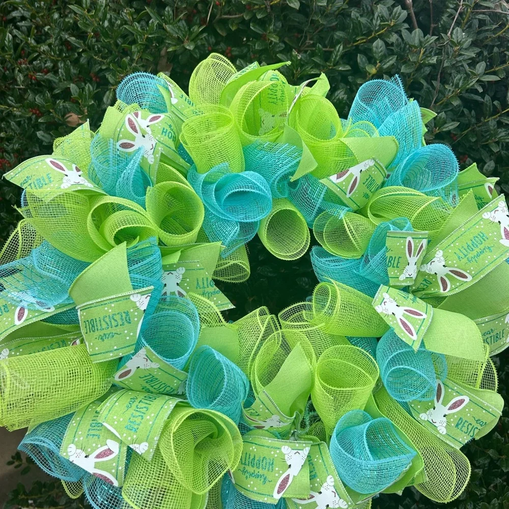 Vibrant Green and Blue Holiday Wreath